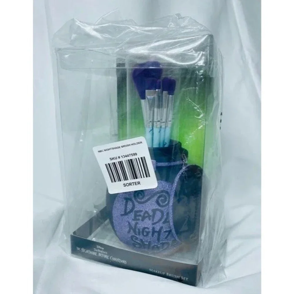 RARE Disney Nightmare Christmas Sally Deadly Night Shade Makeup Brush Set/Holder